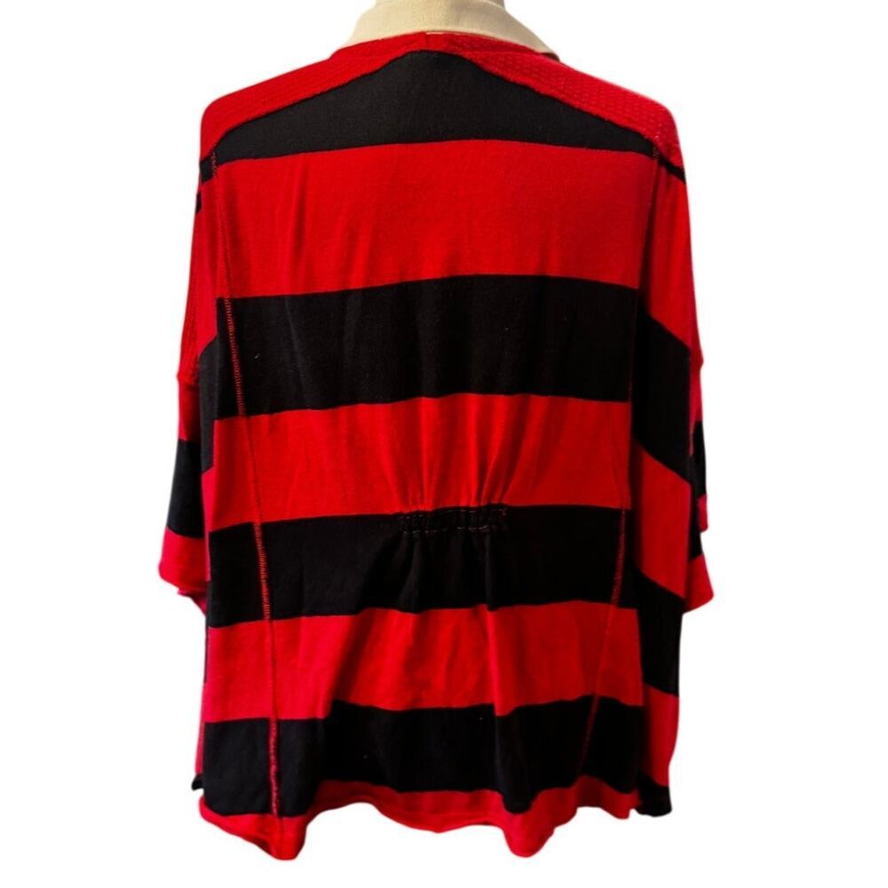 Free People We The Free Yuki Striped Dolman Sleeve Rugby Top Red Large - Picture 2 of 6